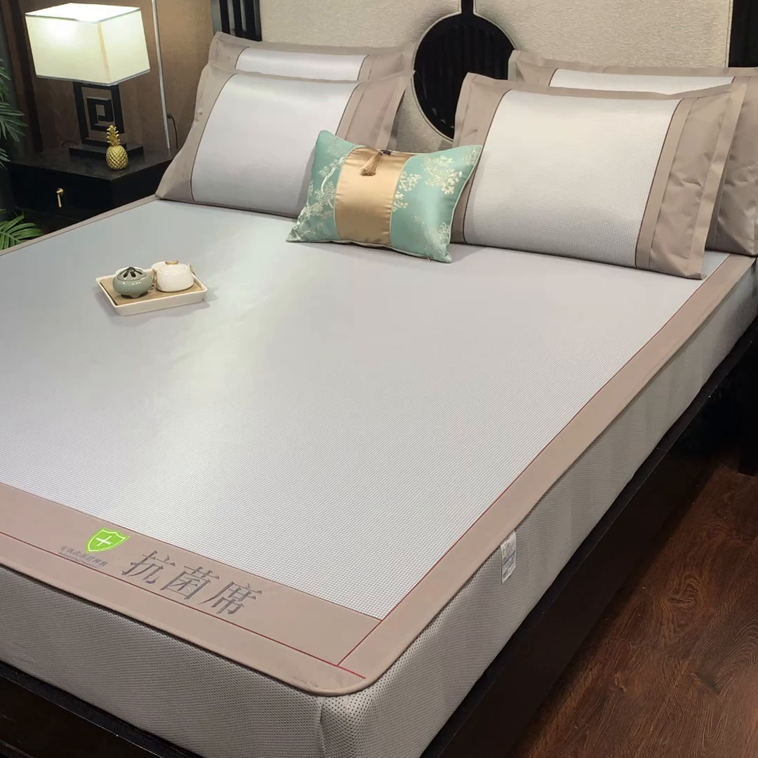 91家纺网 家纺一手货源 找家纺 小牛席业 2026新款小千鸟格-经典款抗菌席（床笠款） 灰色