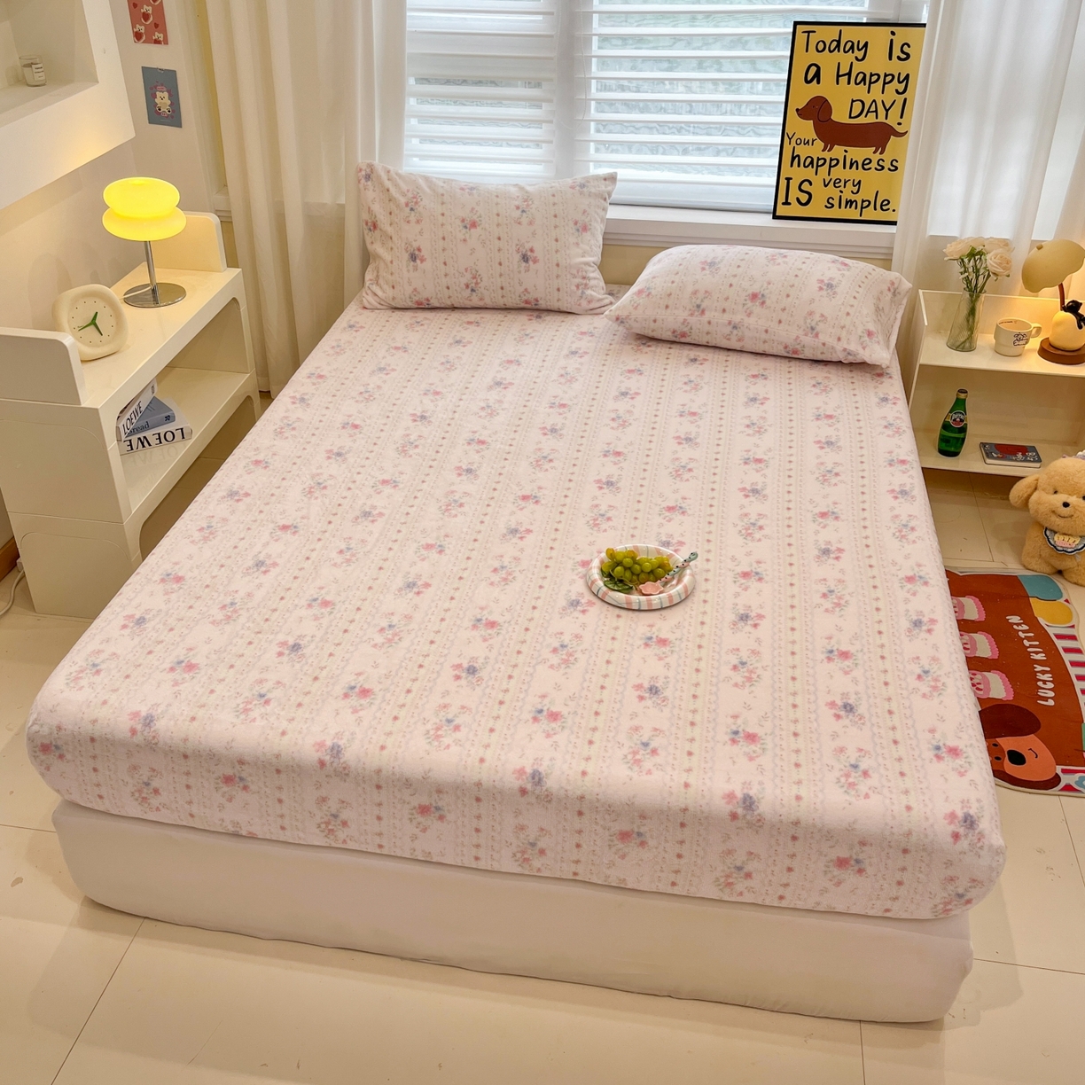 91家纺网 家纺一手货源 找家纺 小桃姐家纺 2025新款高克重牛奶绒印花床笠单品床笠床笠单件 初晴