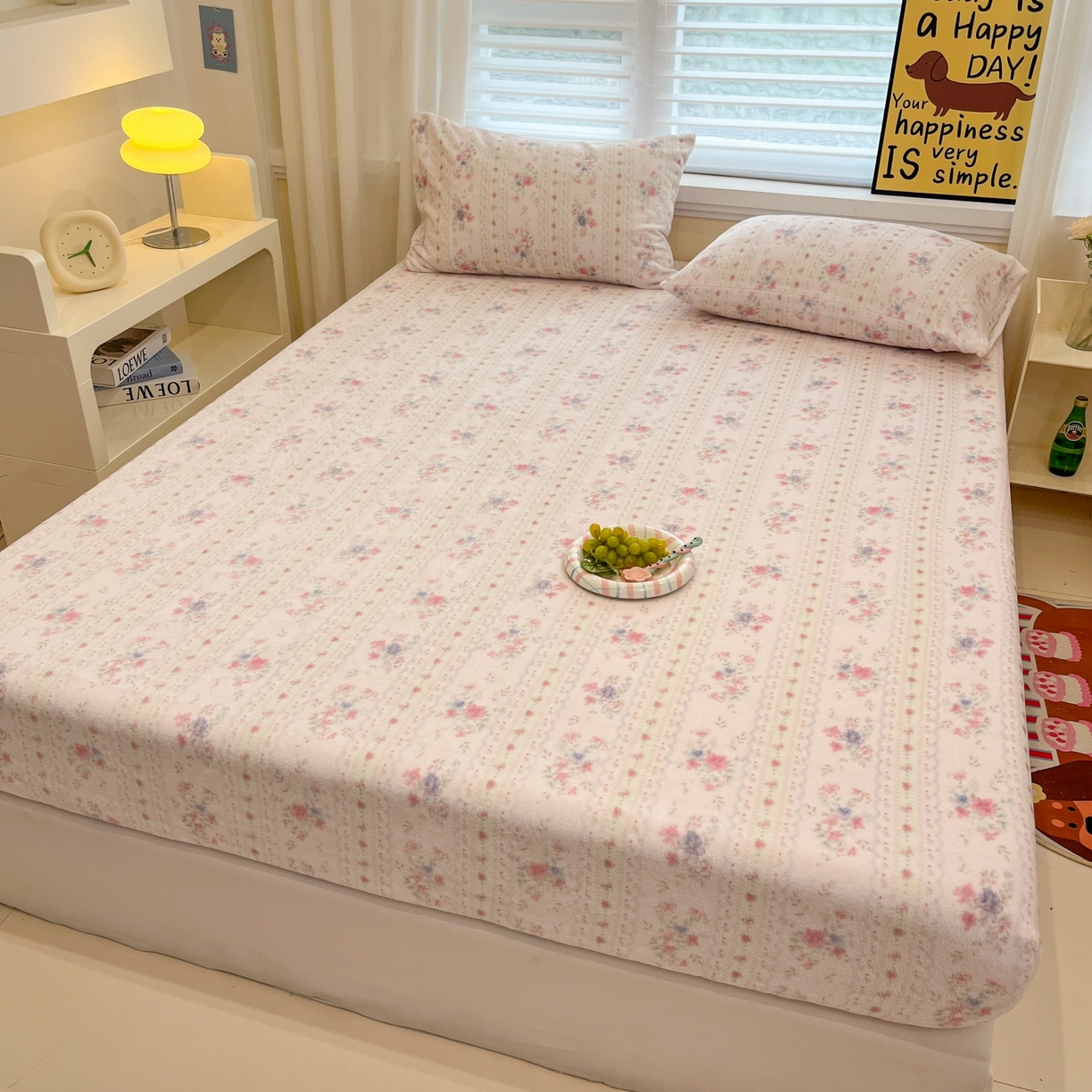 91家纺网 家纺一手货源 找家纺 小桃姐家纺 2025新款高克重牛奶绒印花床笠单品床笠床笠单件 初晴