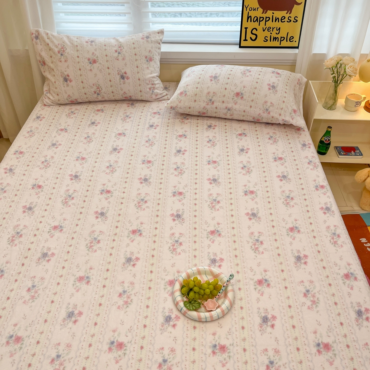 91家纺网 家纺一手货源 找家纺 小桃姐家纺 2025新款高克重牛奶绒印花床笠单品床笠床笠单件 初晴