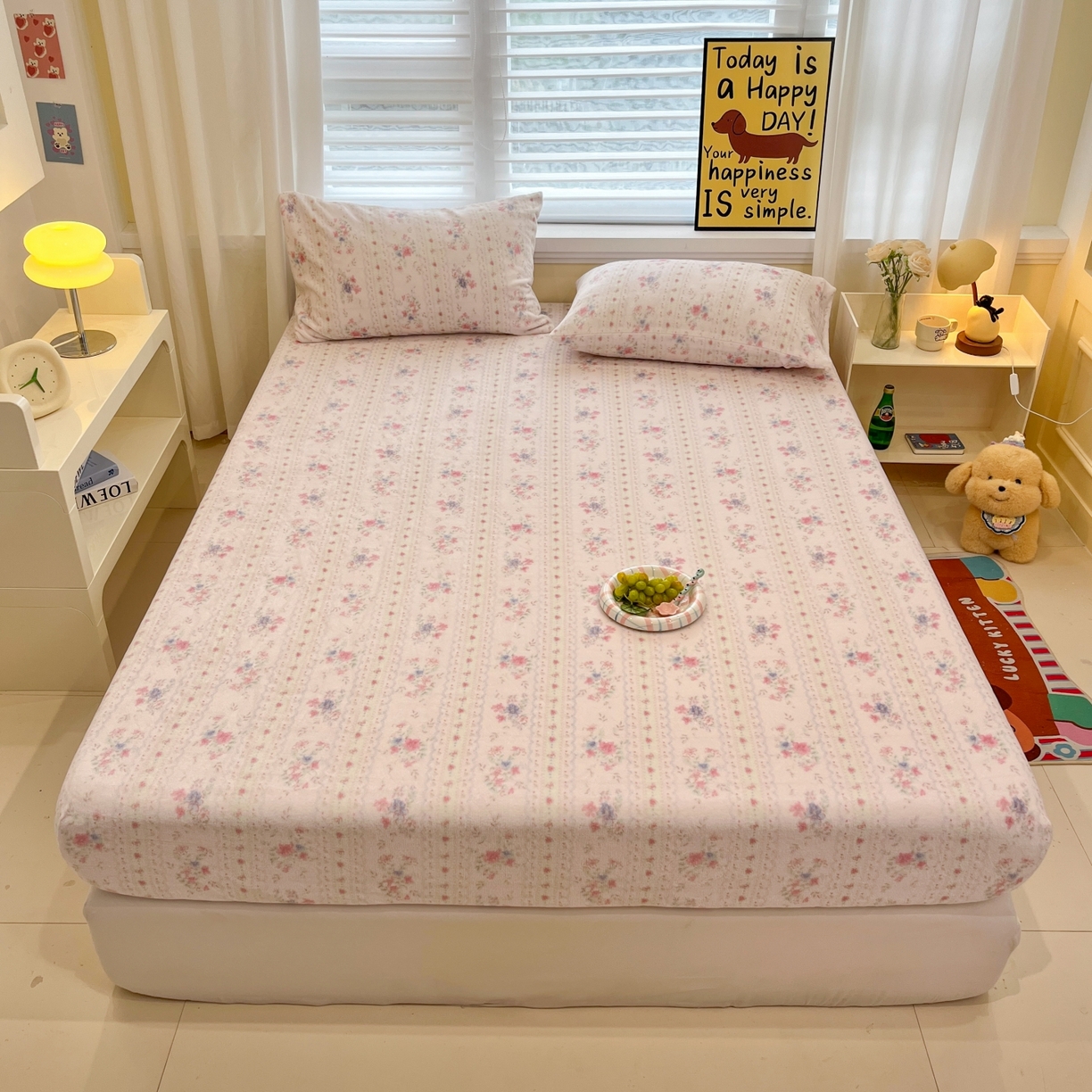 91家纺网 家纺一手货源 找家纺 小桃姐家纺 2025新款高克重牛奶绒印花床笠单品床笠床笠单件 初晴