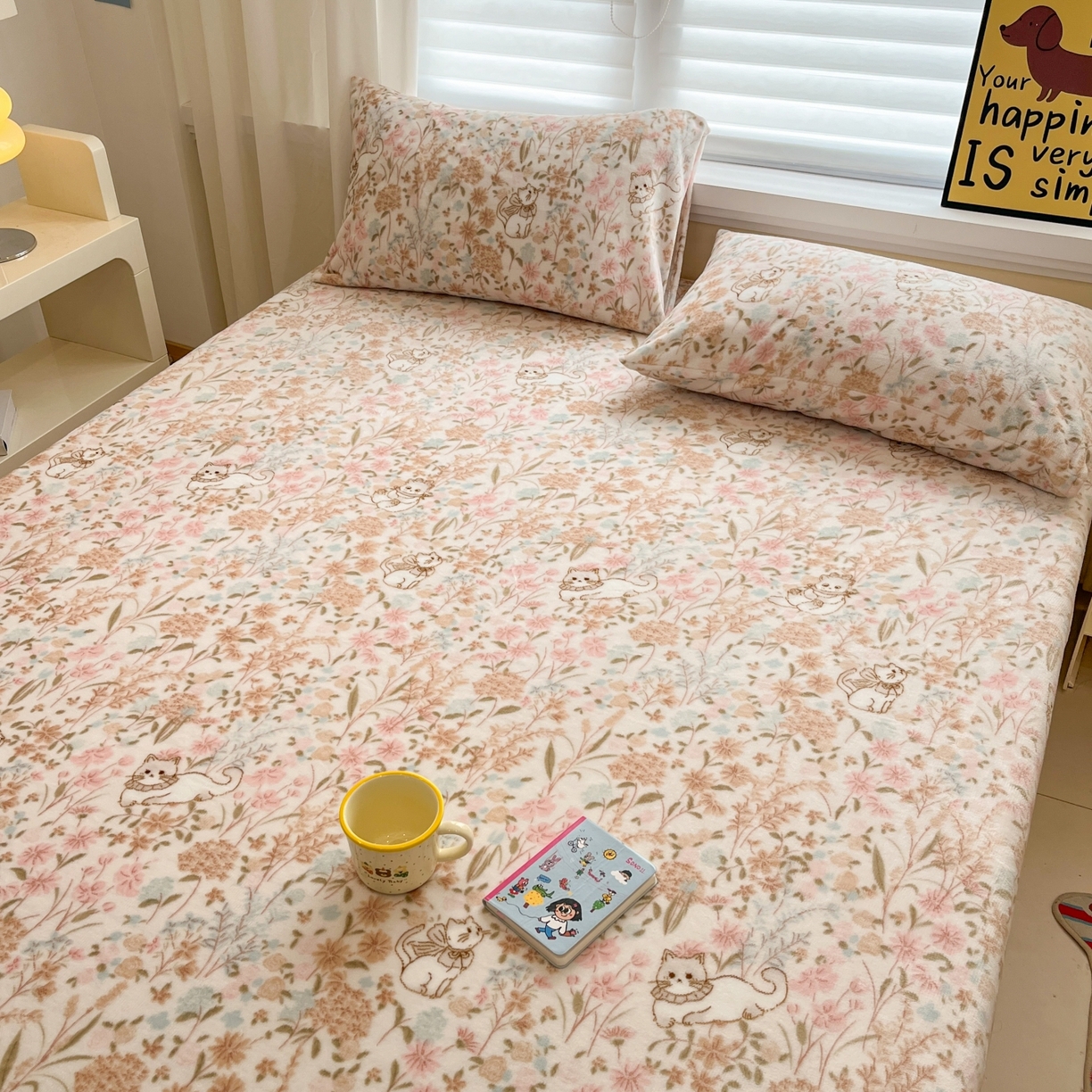 91家纺网 家纺一手货源 找家纺 小桃姐家纺 2025新款高克重牛奶绒印花床笠单品床笠床笠单件 花海