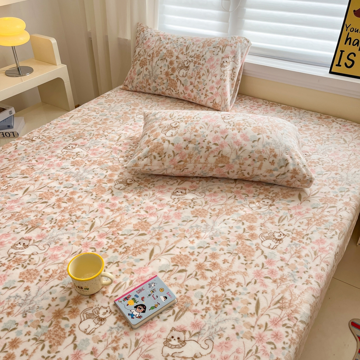 91家纺网 家纺一手货源 找家纺 小桃姐家纺 2025新款高克重牛奶绒印花床笠单品床笠床笠单件 花海