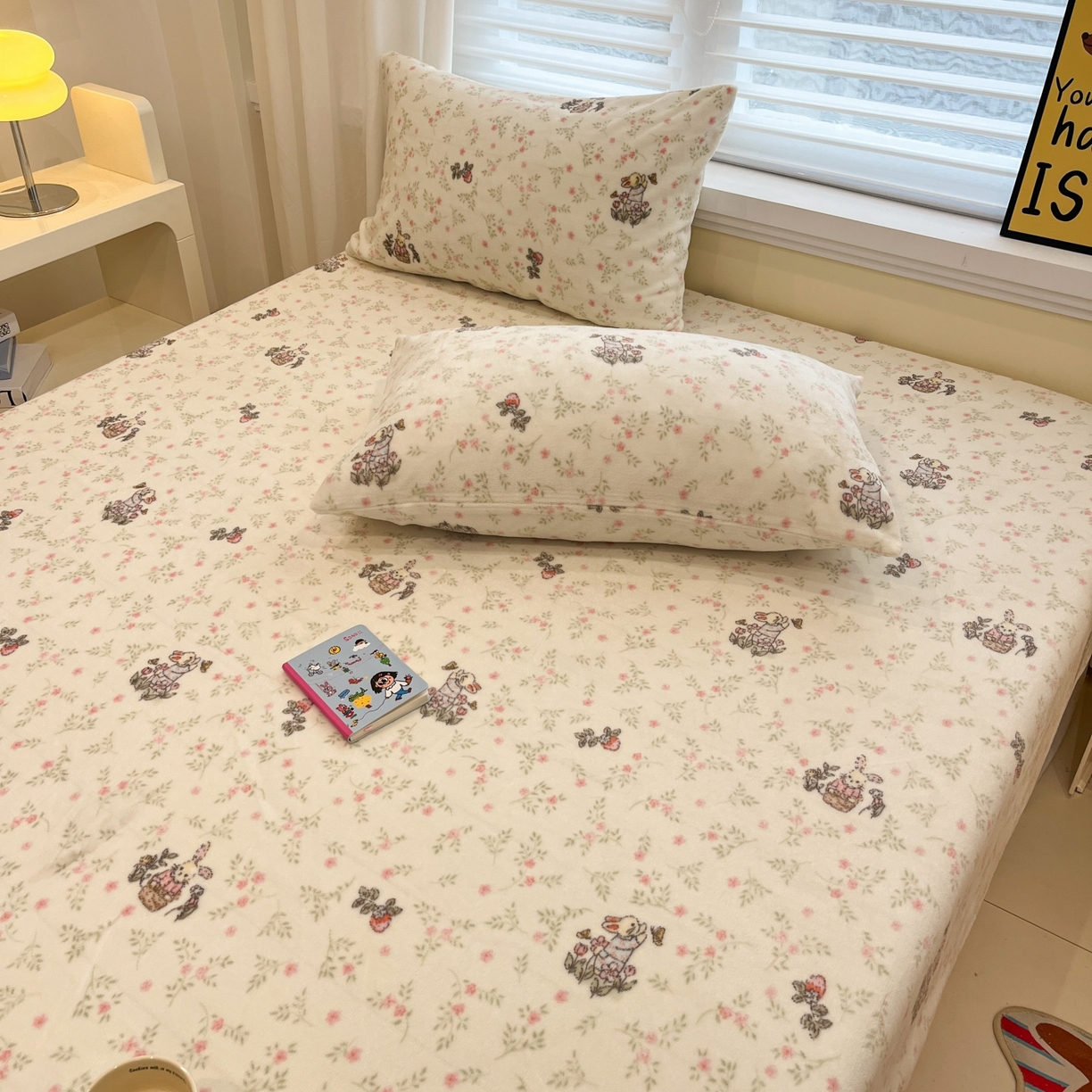 91家纺网 家纺一手货源 找家纺 小桃姐家纺 2025新款高克重牛奶绒印花床笠单品床笠床笠单件 花音兔