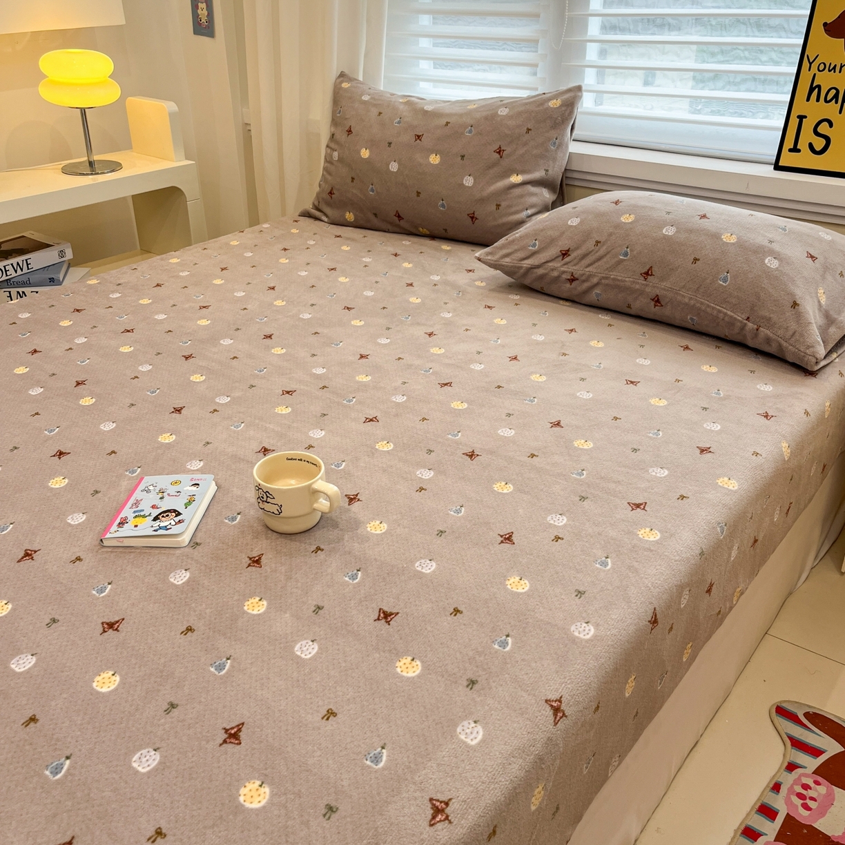 91家纺网 家纺一手货源 找家纺 小桃姐家纺 2025新款高克重牛奶绒印花床笠单品床笠床笠单件 南瓜派