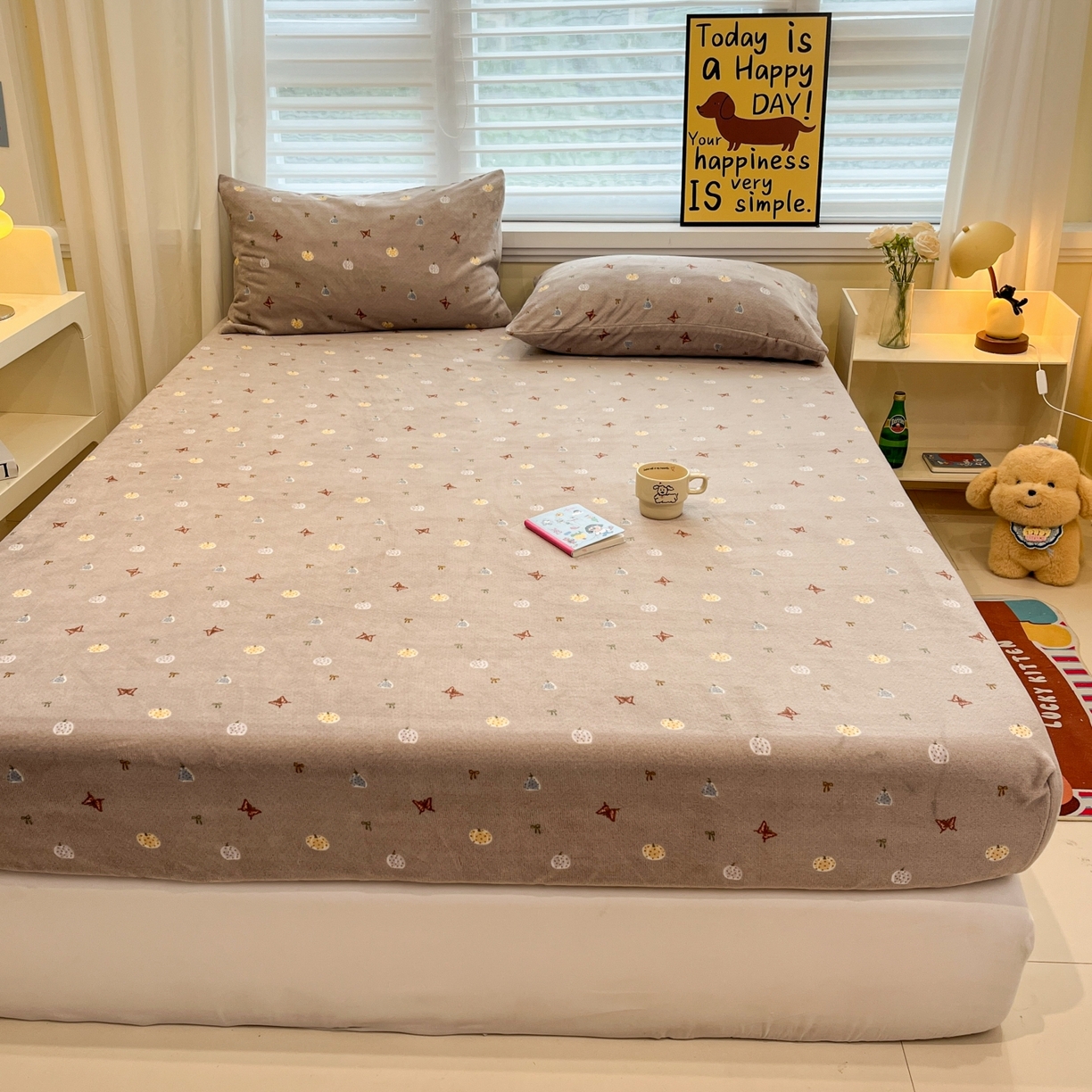 91家纺网 家纺一手货源 找家纺 小桃姐家纺 2025新款高克重牛奶绒印花床笠单品床笠床笠单件 南瓜派