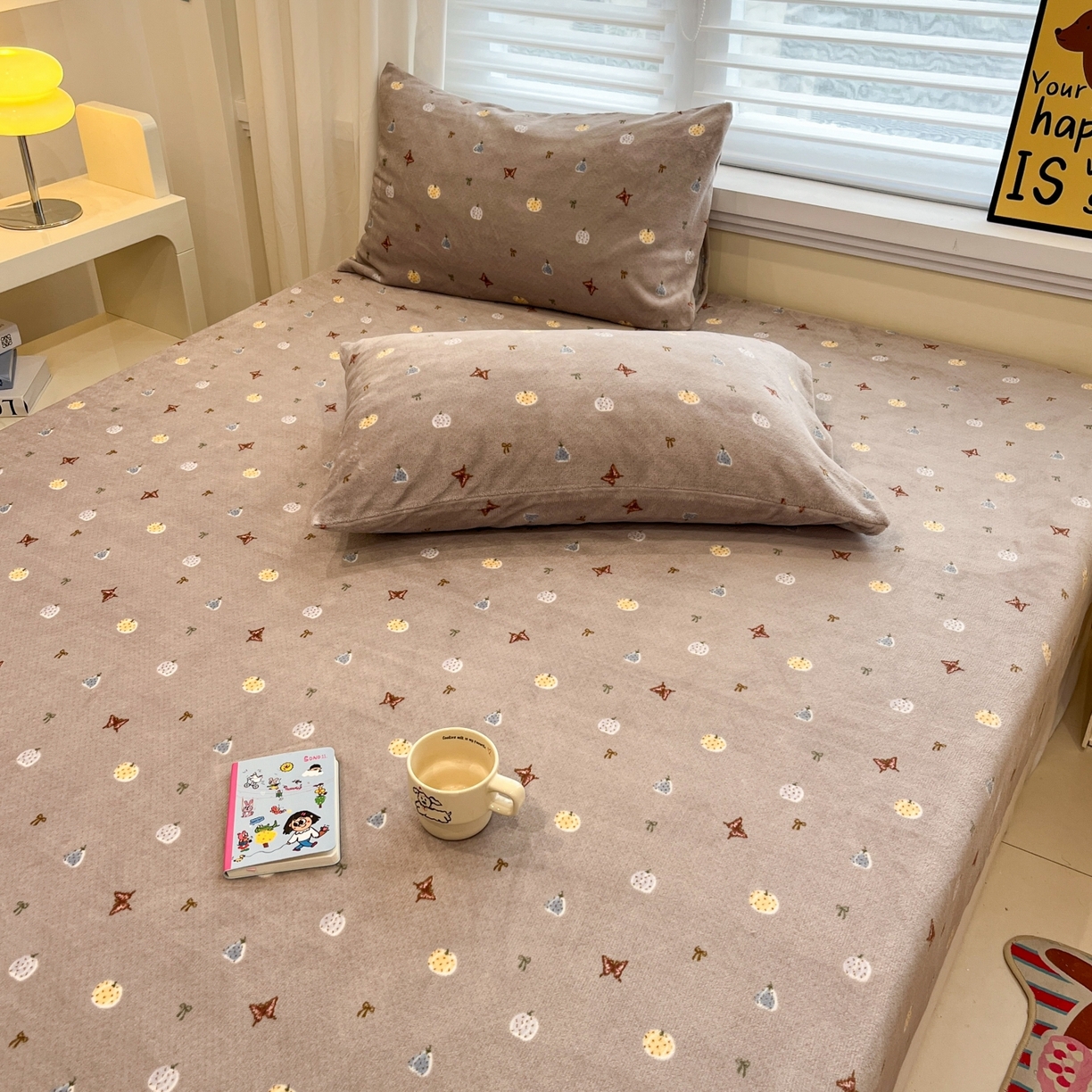 91家纺网 家纺一手货源 找家纺 小桃姐家纺 2025新款高克重牛奶绒印花床笠单品床笠床笠单件 南瓜派