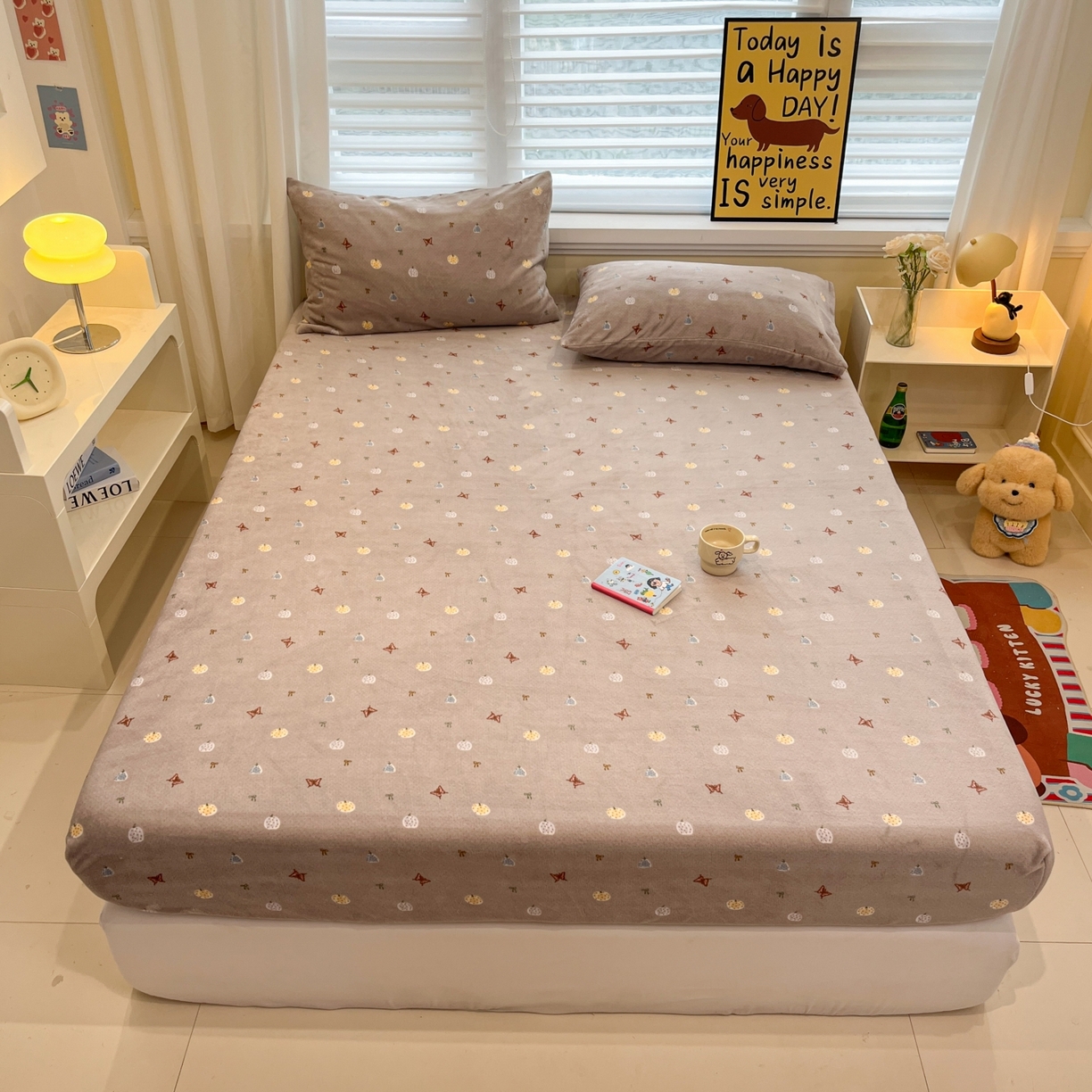 91家纺网 家纺一手货源 找家纺 小桃姐家纺 2025新款高克重牛奶绒印花床笠单品床笠床笠单件 南瓜派