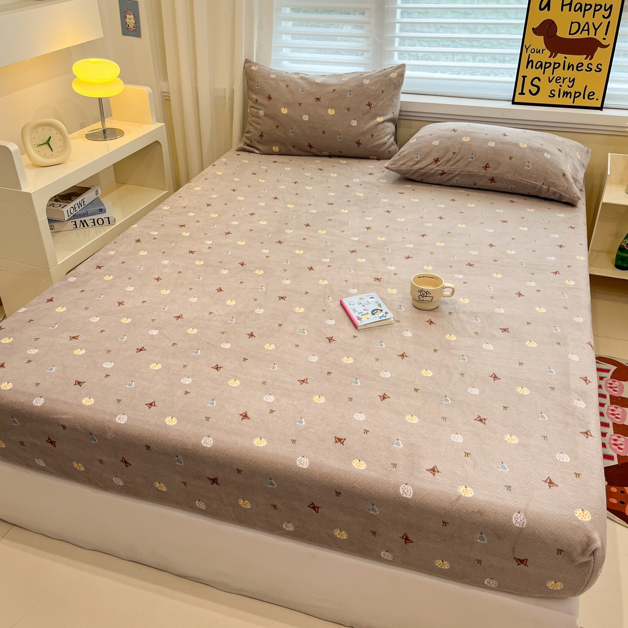 91家纺网 家纺一手货源 找家纺 小桃姐家纺 2025新款高克重牛奶绒印花床笠单品床笠床笠单件 南瓜派