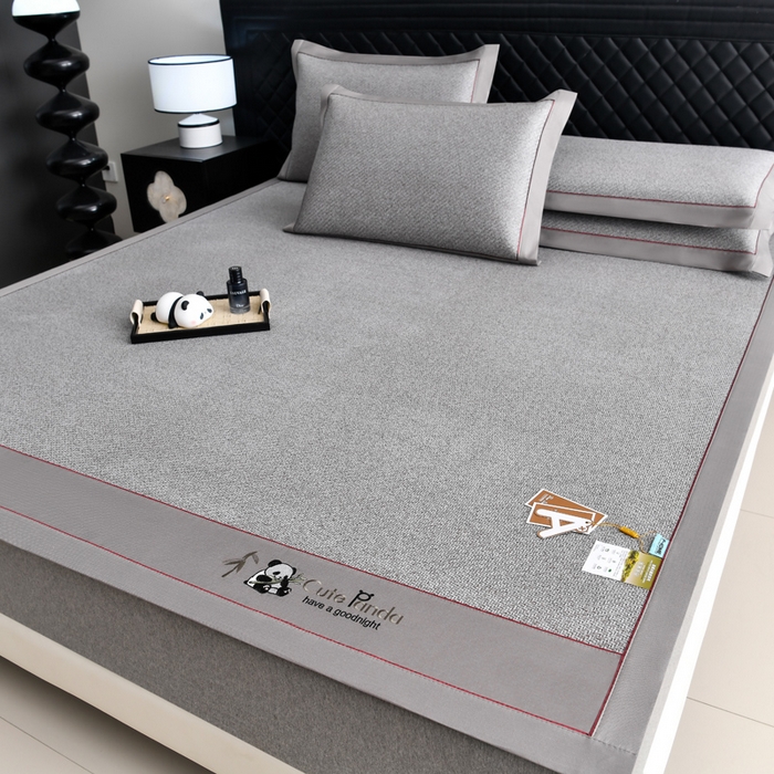 小牛席业 2026新款3D刺绣印尼藤-熊猫刺绣款（10斤加厚） 灰色