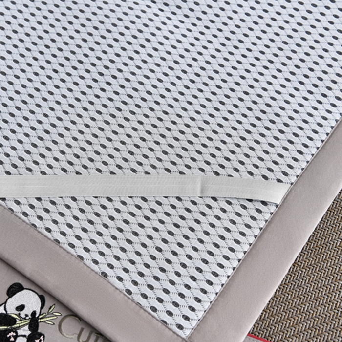 91家纺网 家纺一手货源 找家纺 小牛席业 2026新款3D刺绣印尼藤-熊猫刺绣款（10斤加厚） 咖啡