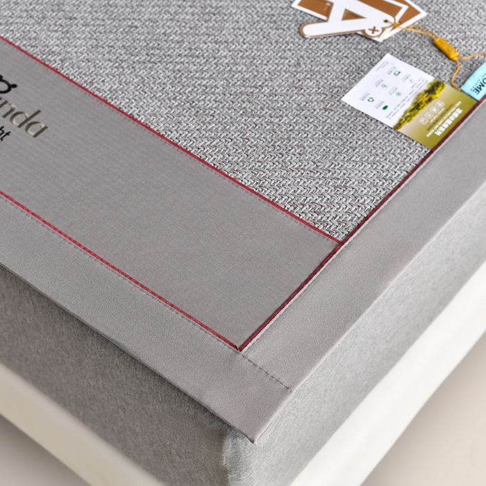 91家纺网 家纺一手货源 找家纺 小牛席业 2026新款3D刺绣印尼藤-熊猫刺绣款（10斤加厚） 灰色