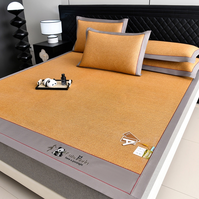 小牛席业 2026新款3D刺绣印尼藤-熊猫刺绣款（10斤加厚） 黄藤