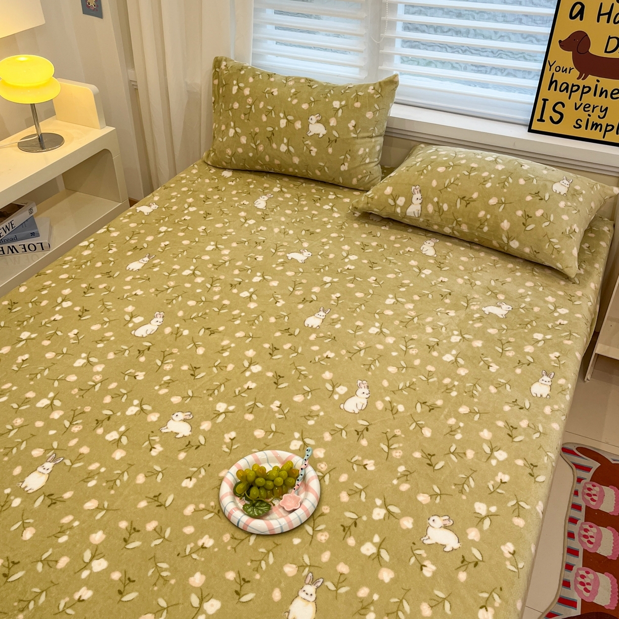 91家纺网 家纺一手货源 找家纺 小桃姐家纺 2025新款高克重牛奶绒印花床笠单品床笠床笠单件 田野免