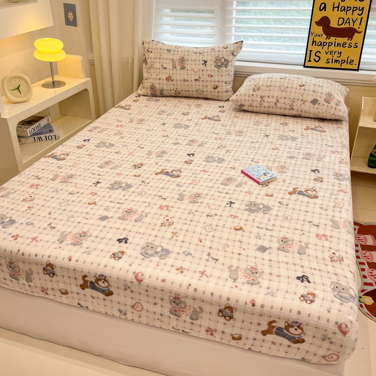 91家纺网 家纺一手货源 找家纺 小桃姐家纺 2025新款高克重牛奶绒印花床笠单品床笠床笠单件 童趣