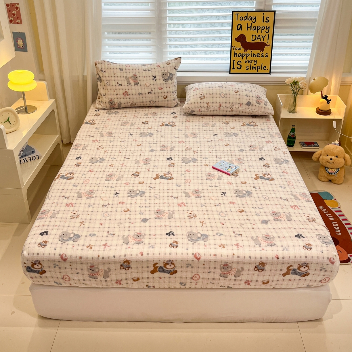 91家纺网 家纺一手货源 找家纺 小桃姐家纺 2025新款高克重牛奶绒印花床笠单品床笠床笠单件 童趣