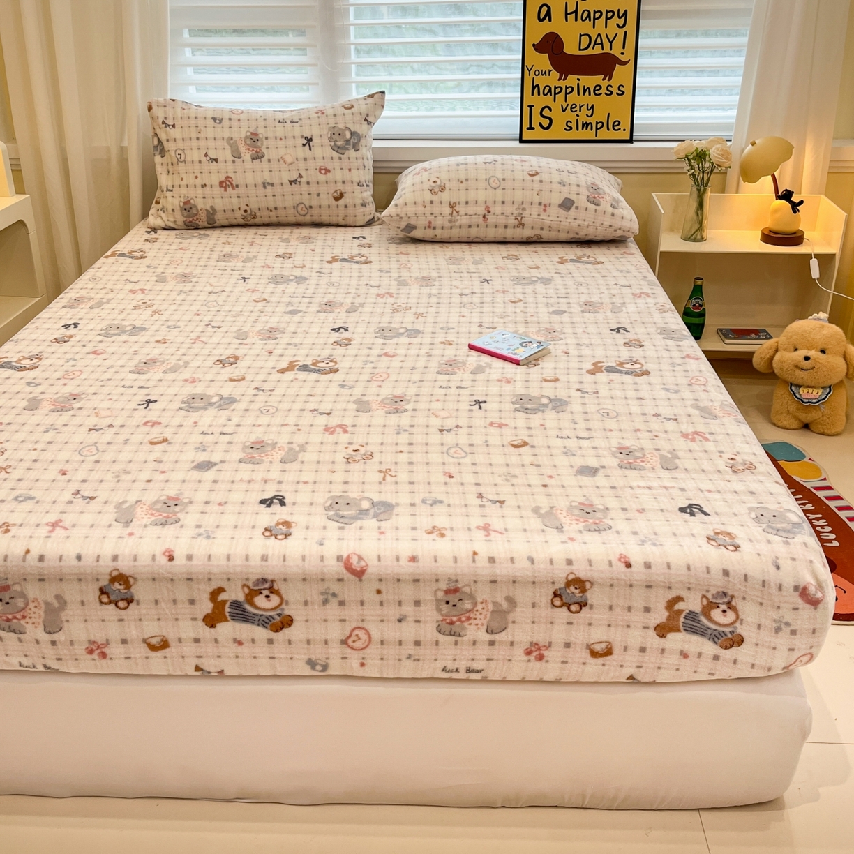 91家纺网 家纺一手货源 找家纺 小桃姐家纺 2025新款高克重牛奶绒印花床笠单品床笠床笠单件 童趣