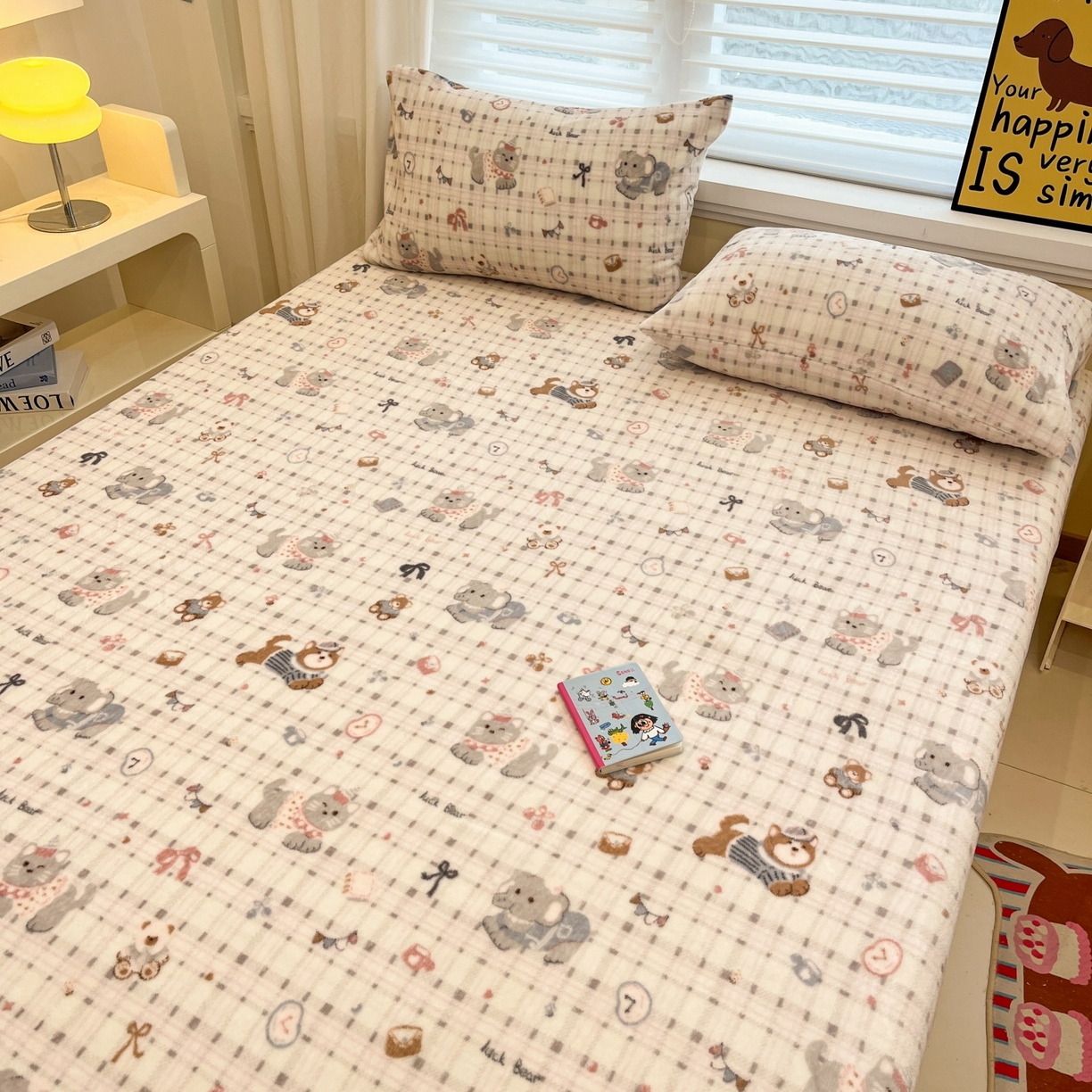 91家纺网 家纺一手货源 找家纺 小桃姐家纺 2025新款高克重牛奶绒印花床笠单品床笠床笠单件 童趣