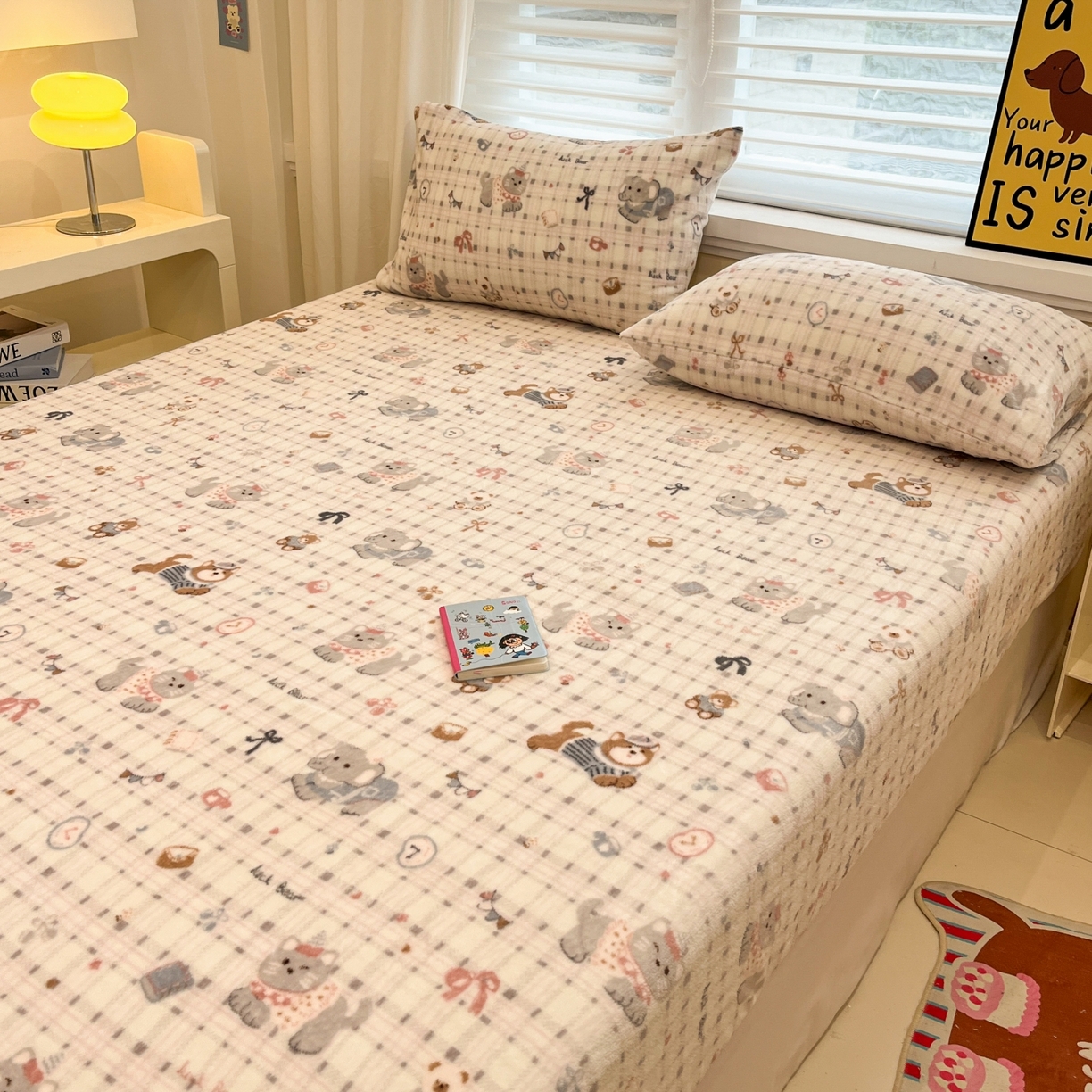 91家纺网 家纺一手货源 找家纺 小桃姐家纺 2025新款高克重牛奶绒印花床笠单品床笠床笠单件 童趣