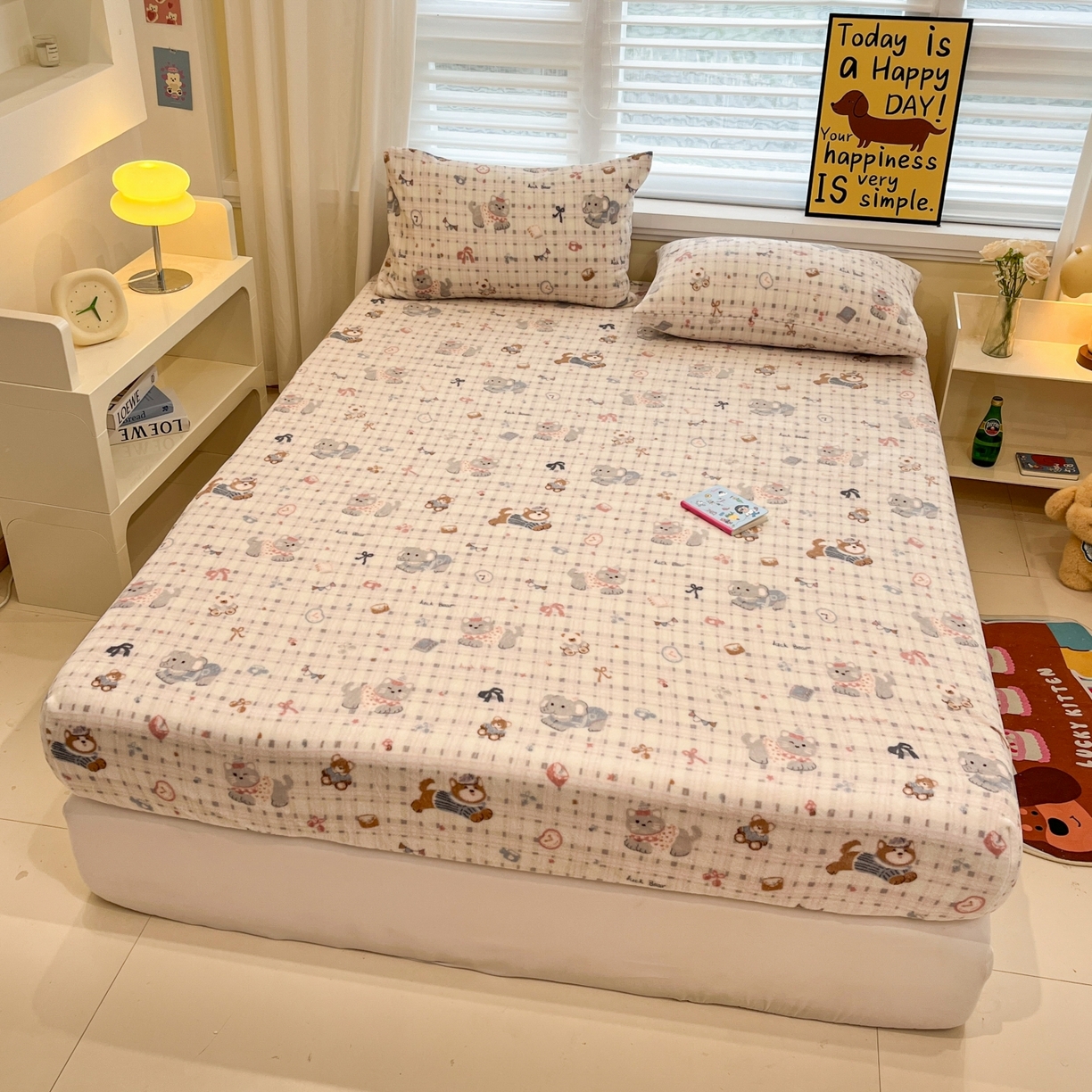 91家纺网 家纺一手货源 找家纺 小桃姐家纺 2025新款高克重牛奶绒印花床笠单品床笠床笠单件 童趣