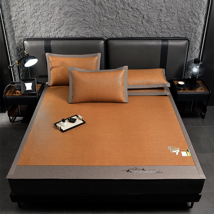 91家纺网 家纺一手货源 找家纺 （总）小牛席业 2026新款3D刺绣印尼藤系列-雪山刺绣款【加厚10斤重】