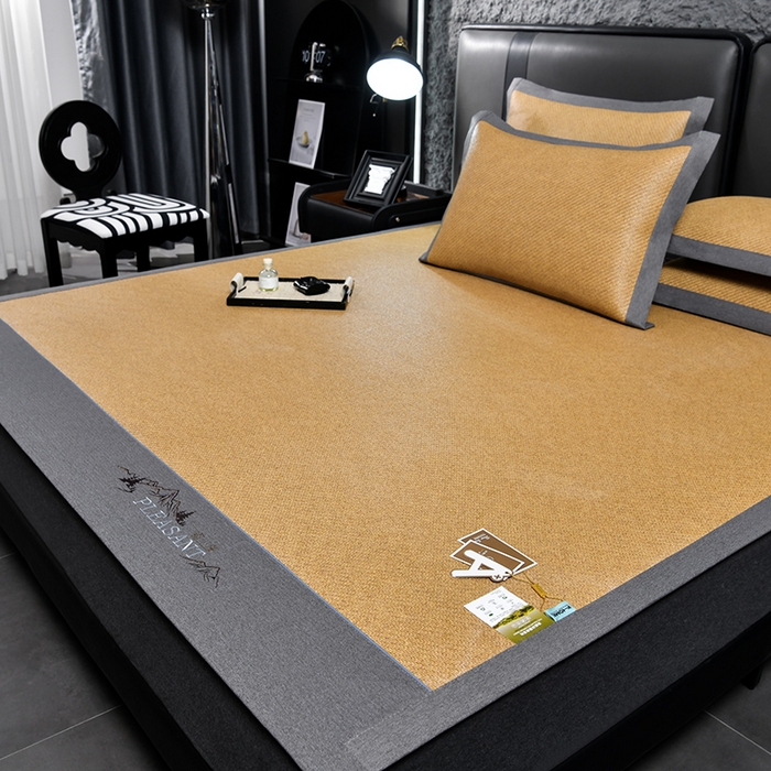 91家纺网 家纺一手货源 找家纺 （总）小牛席业 2026新款3D刺绣印尼藤系列-雪山刺绣款【加厚10斤重】