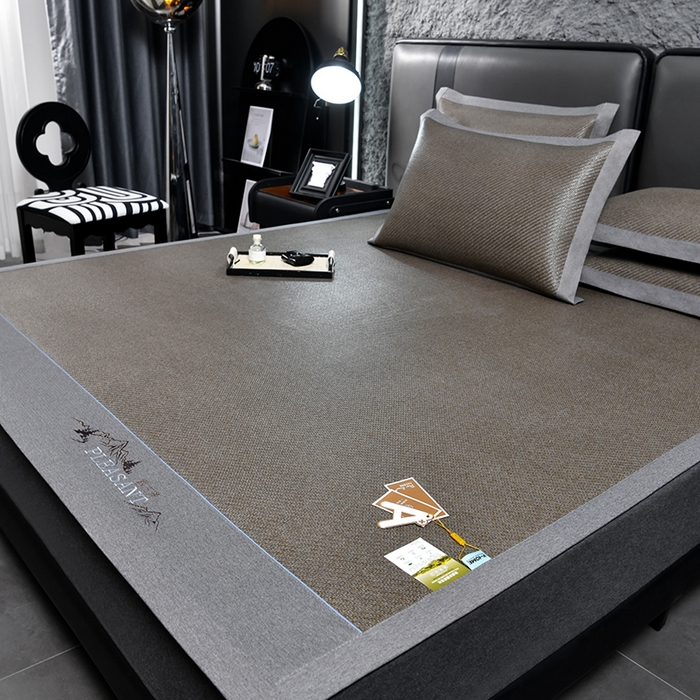 91家纺网 家纺一手货源 找家纺 （总）小牛席业 2026新款3D刺绣印尼藤系列-雪山刺绣款【加厚10斤重】