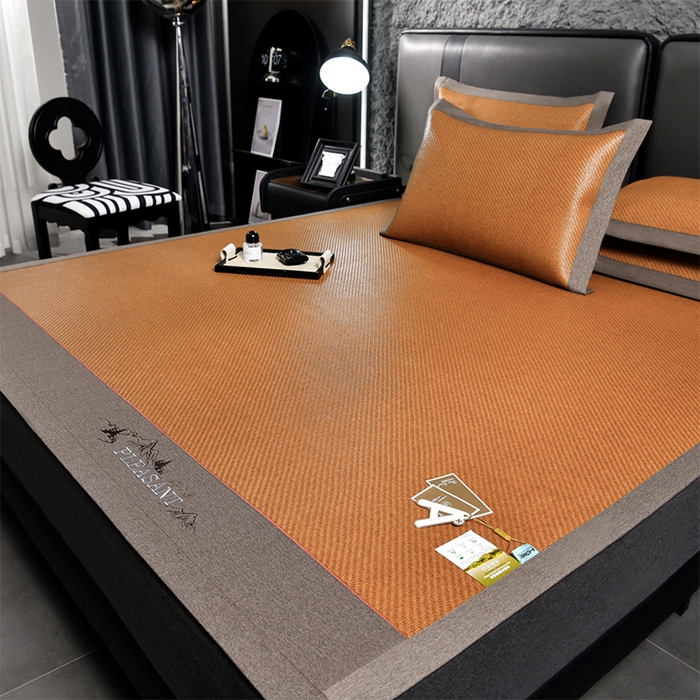 91家纺网 家纺一手货源 找家纺 （总）小牛席业 2026新款3D刺绣印尼藤系列-雪山刺绣款【加厚10斤重】