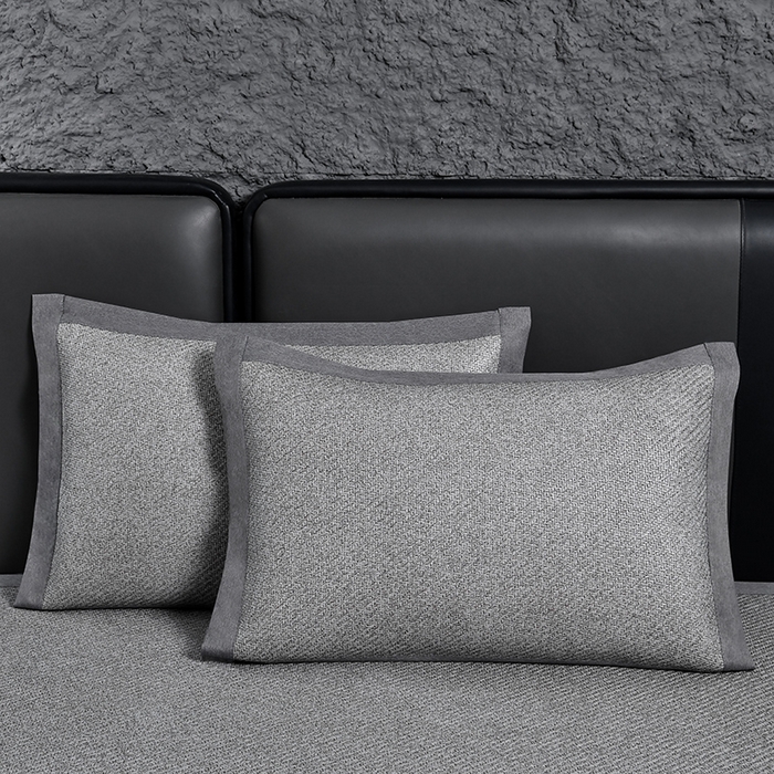 91家纺网 家纺一手货源 找家纺 小牛席业 2026新款3D刺绣印尼藤系列-雪山刺绣款【加厚10斤重】 灰色