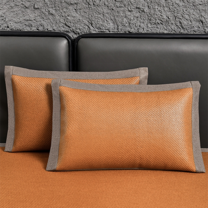 91家纺网 家纺一手货源 找家纺 小牛席业 2026新款3D刺绣印尼藤系列-雪山刺绣款【加厚10斤重】 红棕