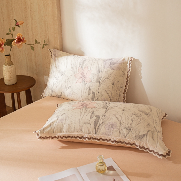 91家纺网 家纺一手货源 找家纺 优米家纺 2026新款棉麻印花四件套 林语花眠