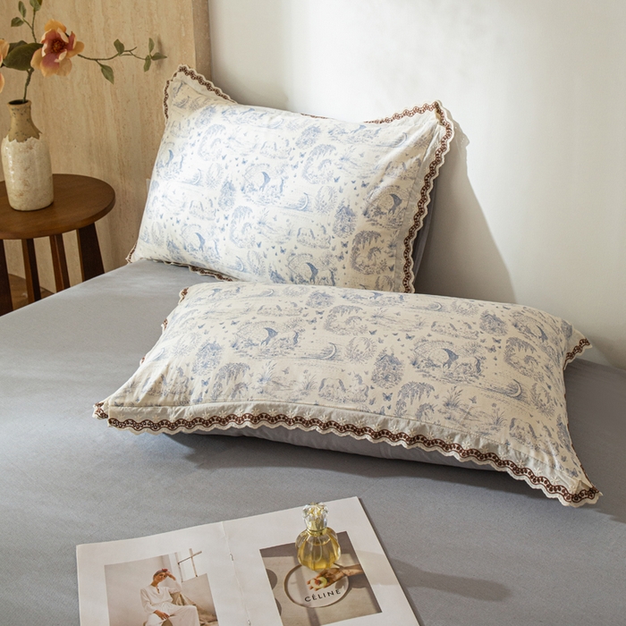 91家纺网 家纺一手货源 找家纺 优米家纺 2026新款棉麻印花四件套 以梦为马