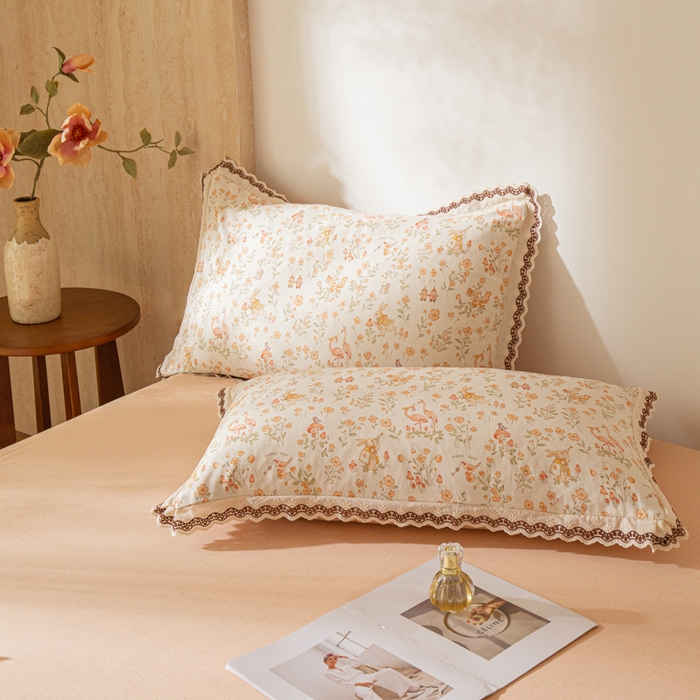 91家纺网 家纺一手货源 找家纺 优米家纺 2026新款棉麻印花四件套 七彩童话