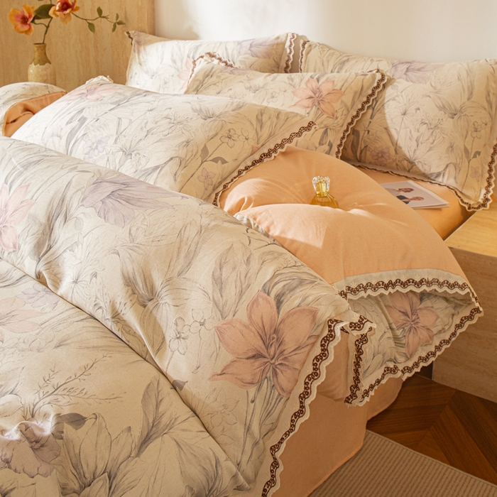 优米家纺 2026新款棉麻印花四件套 林语花眠