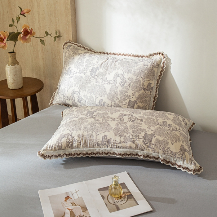 91家纺网 家纺一手货源 找家纺 优米家纺 2026新款棉麻印花四件套 夜曲