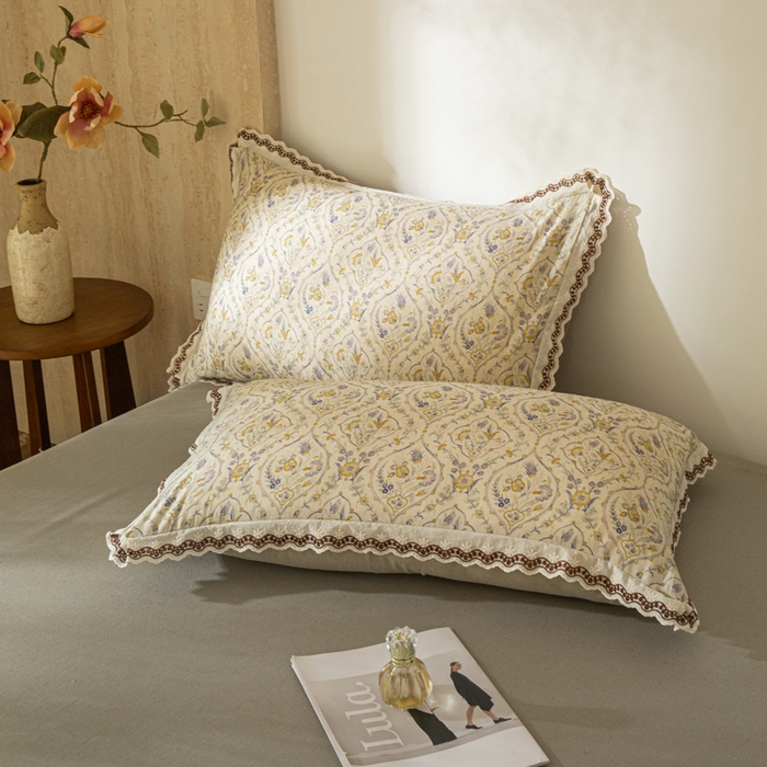 91家纺网 家纺一手货源 找家纺 优米家纺 2026新款棉麻印花四件套 蔓叶森语