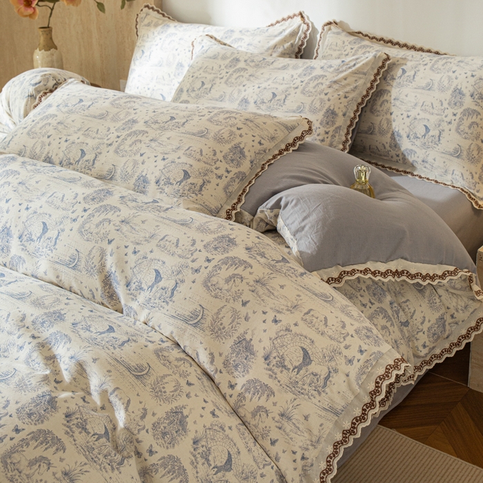 优米家纺 2026新款棉麻印花四件套 以梦为马