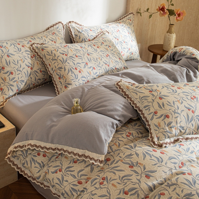 91家纺网 家纺一手货源 找家纺 优米家纺 2026新款棉麻印花四件套 热带汐语