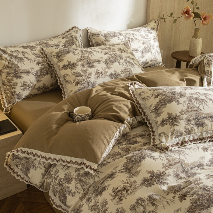 91家纺网 家纺一手货源 找家纺 优米家纺 2026新款棉麻印花四件套 光年之外