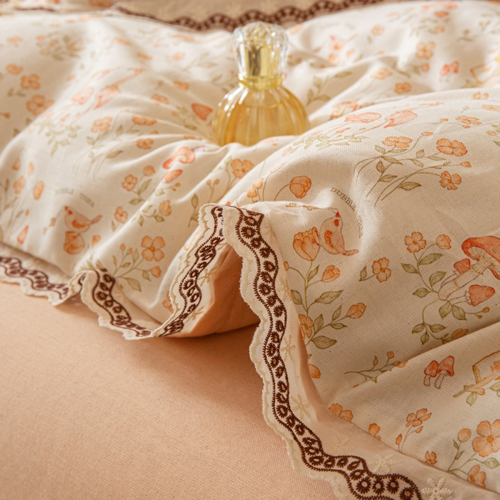 91家纺网 家纺一手货源 找家纺 优米家纺 2026新款棉麻印花四件套 七彩童话