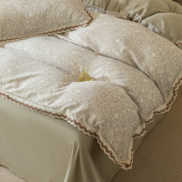 91家纺网 家纺一手货源 找家纺 优米家纺 2026新款棉麻印花四件套 暮色织语