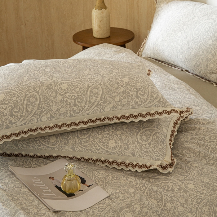 91家纺网 家纺一手货源 找家纺 优米家纺 2026新款棉麻印花四件套 暮色织语