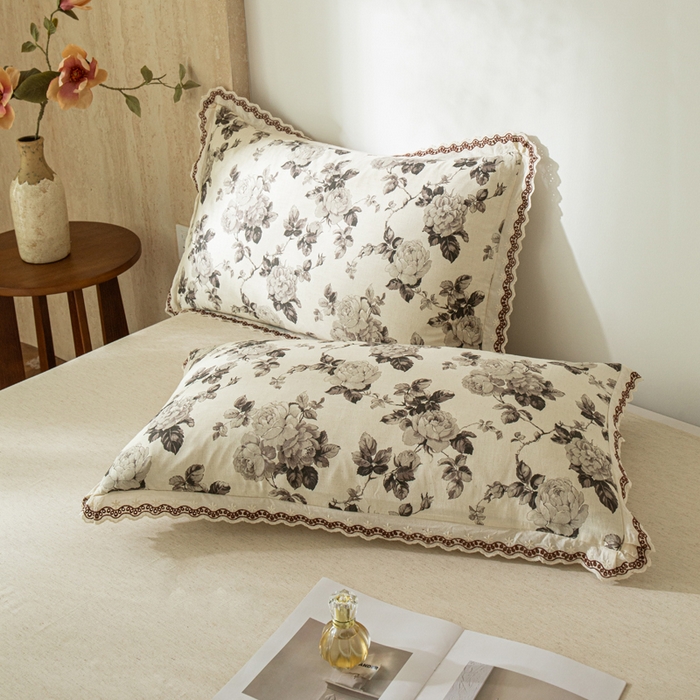 91家纺网 家纺一手货源 找家纺 优米家纺 2026新款棉麻印花四件套 月光纱