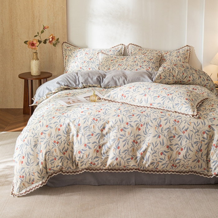 91家纺网 家纺一手货源 找家纺 优米家纺 2026新款棉麻印花四件套 热带汐语