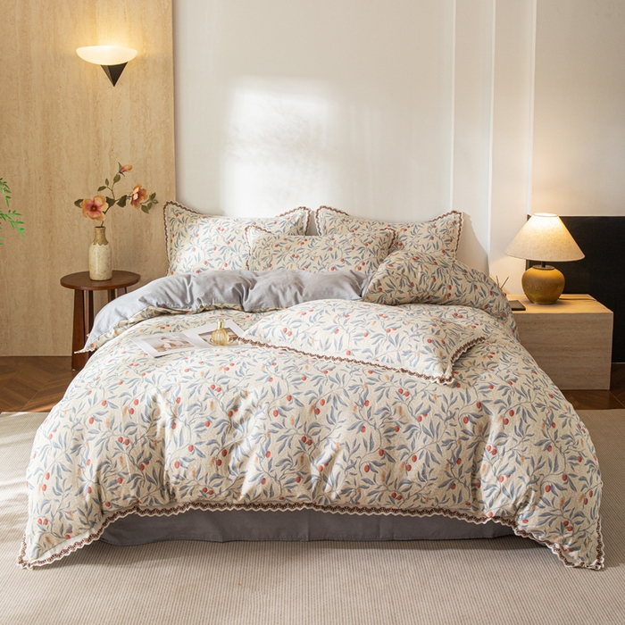 91家纺网 家纺一手货源 找家纺 优米家纺 2026新款棉麻印花四件套 热带汐语