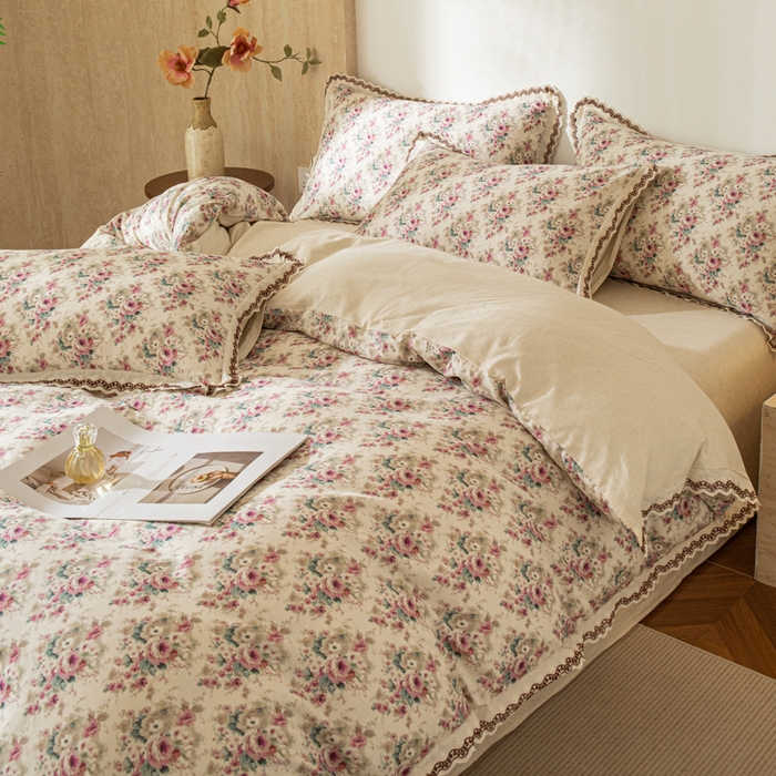 91家纺网 家纺一手货源 找家纺 优米家纺 2026新款棉麻印花四件套 花熙