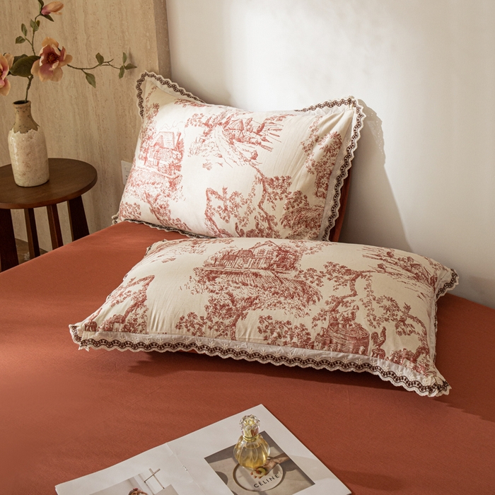 91家纺网 家纺一手货源 找家纺 优米家纺 2026新款棉麻印花四件套 香韵满园