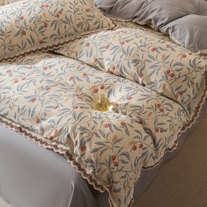 91家纺网 家纺一手货源 找家纺 优米家纺 2026新款棉麻印花四件套 热带汐语