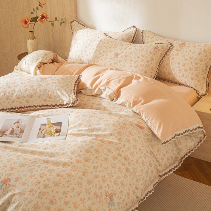 91家纺网 家纺一手货源 找家纺 优米家纺 2026新款棉麻印花四件套 精灵仙子