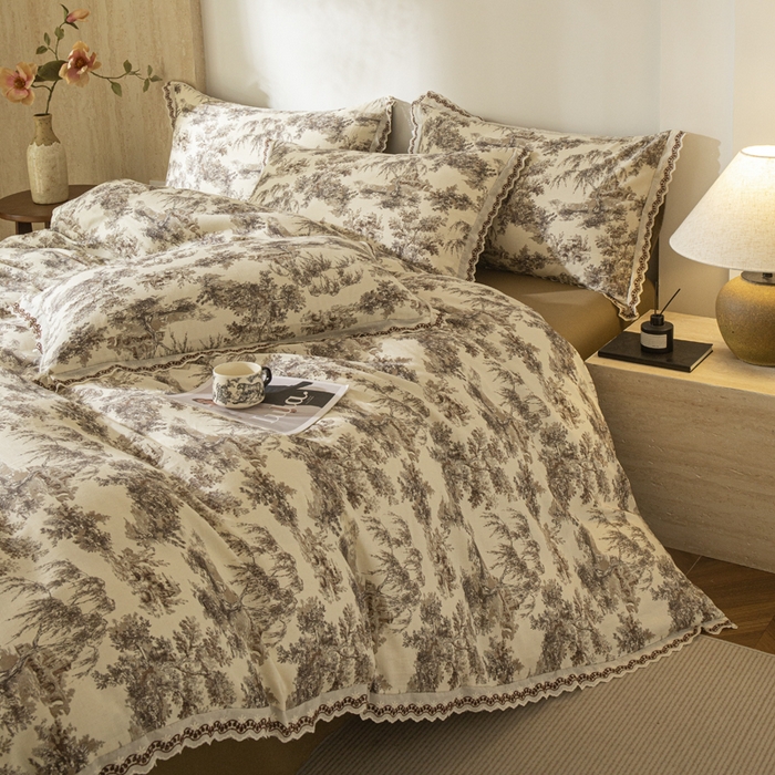 91家纺网 家纺一手货源 找家纺 优米家纺 2026新款棉麻印花四件套 光年之外